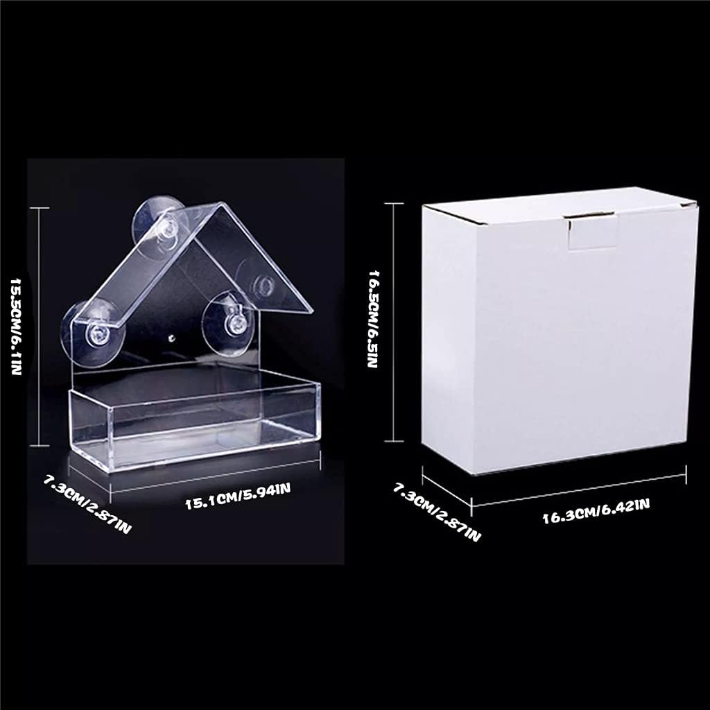 Window Bird Feeders Transparent Outdoor Bird Feeder Outdoor Acrylic Windbreak Ball Bird Hanging Suction Pet Feeder (Color : Clear Size : One Size)