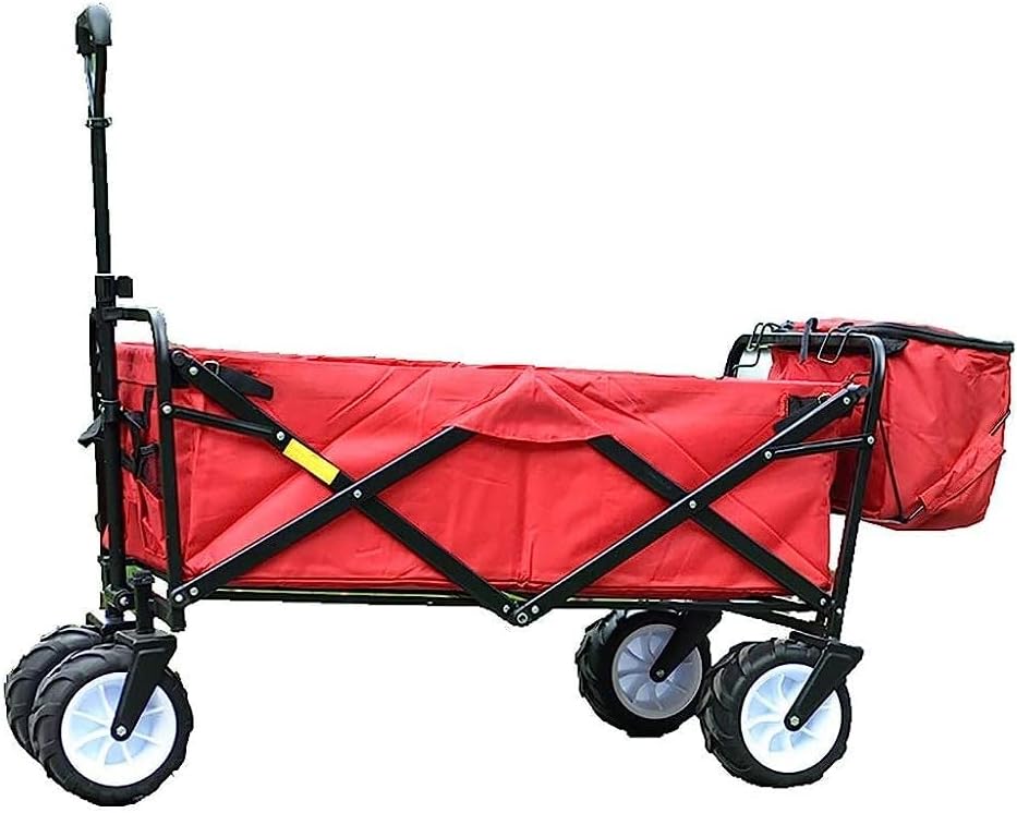 Handcart, Portable Folding Trolley Garden Cart Multi-Function Shopping Cart Household Outdoor Camping Beach Supermarket Fishing 4 Wheels Pull Truck Small Hauling Car