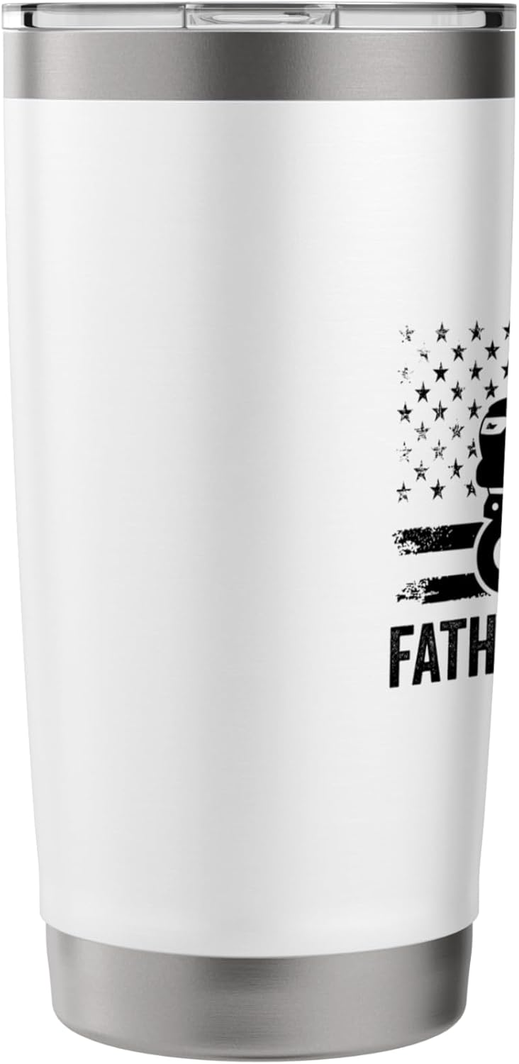 Father Mows Best Lawn Care Dad Mowing Patriotic Father's Day Stainless Steel Insulated Tumbler