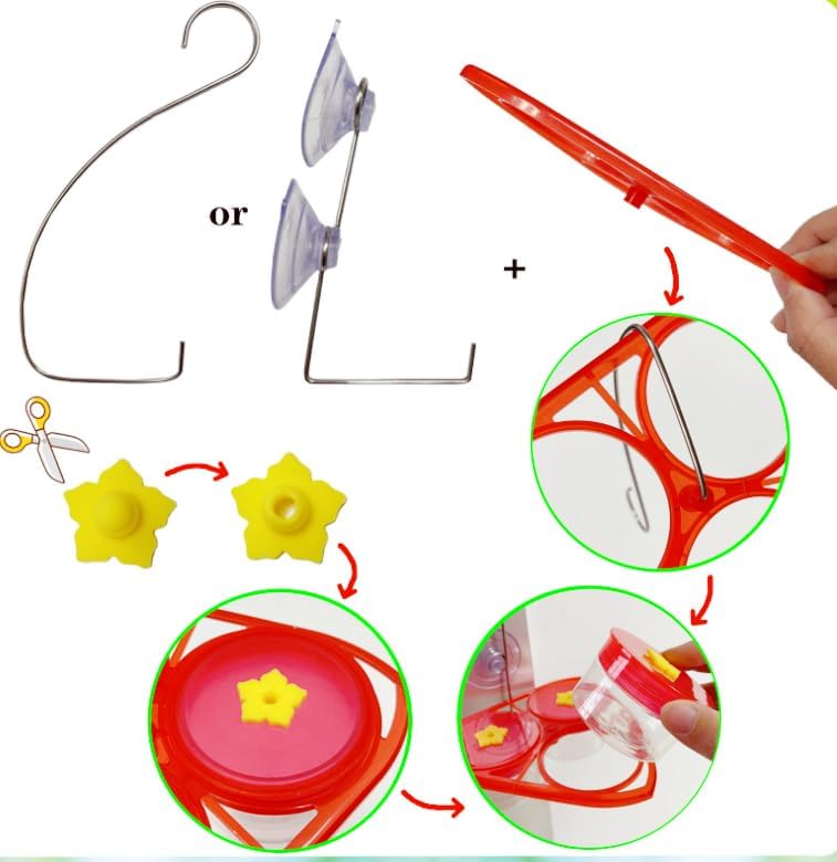 3-in-1 Suction Cup Hummingbird Feeder for Window, Outdoor Hanging
