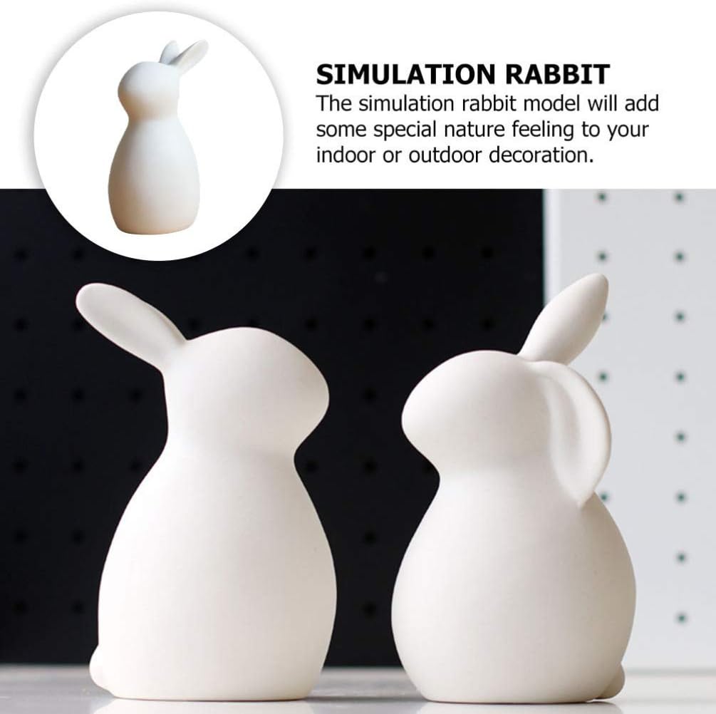 Homoyoyo Ceramic White Rabbit - Hand-Painted Ceramic Bunny Figurine El