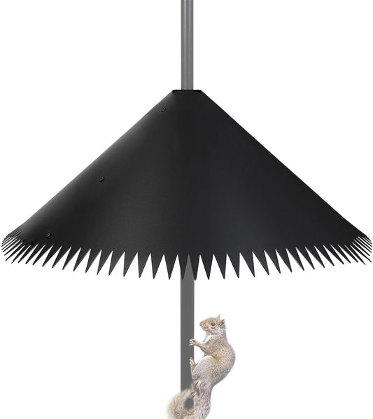 Squirrel Baffle for Bird Feeder Pole, 19" Black Pricked Edge 2025 Outdoor Pole Mount Bird Food Guard Squirrel Stopper for Shepherd Hook, 1 Pack