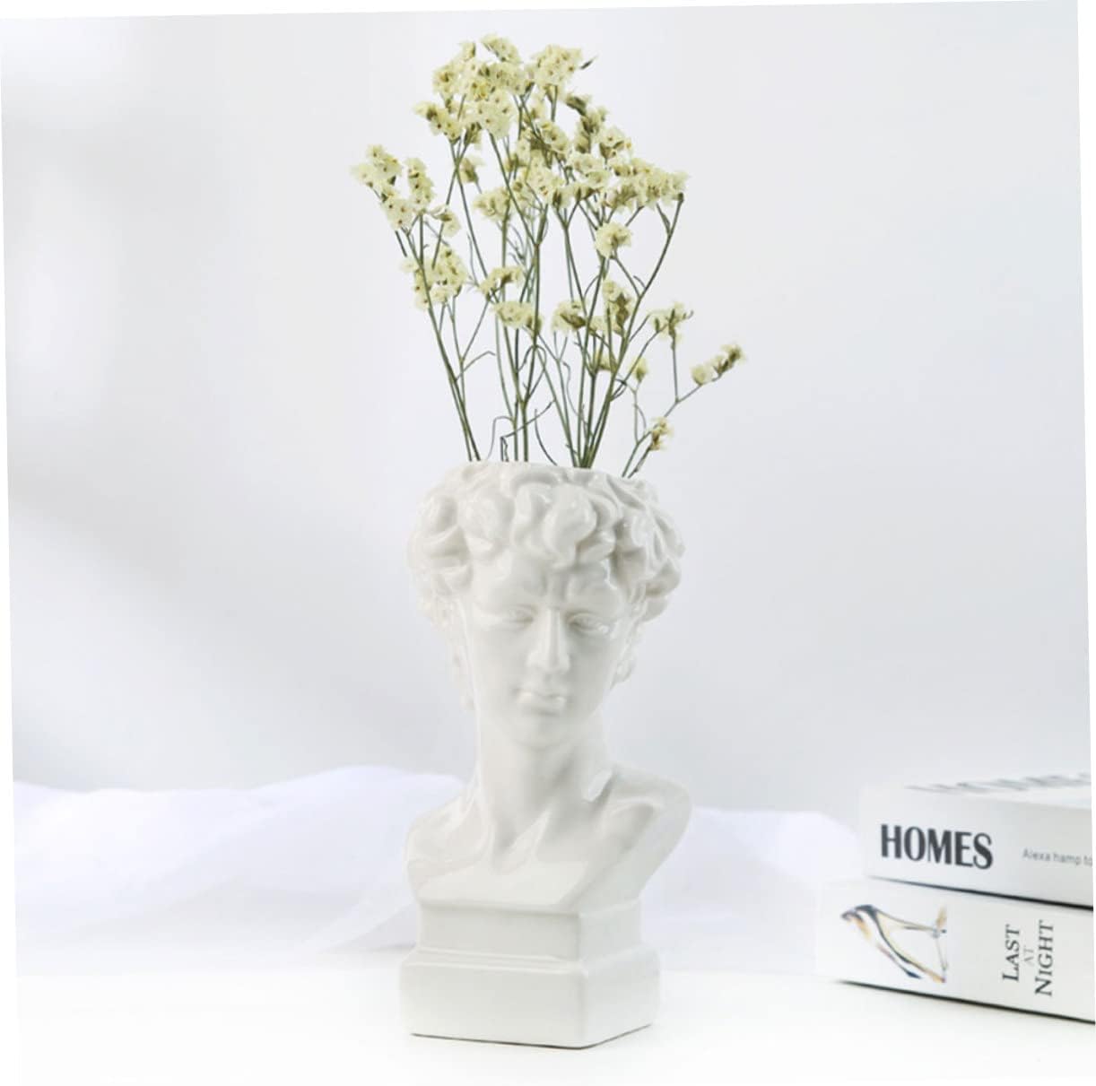 PRETYZOOM 1pc Ceramic David Head Vase Statue Planter Greek Style Flower Pot Home Decor