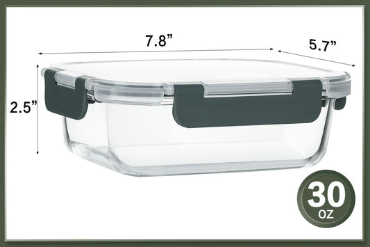 KOMUEE 10 Packs 30 oz Glass Meal Prep Containers,Glass Food Storage Co