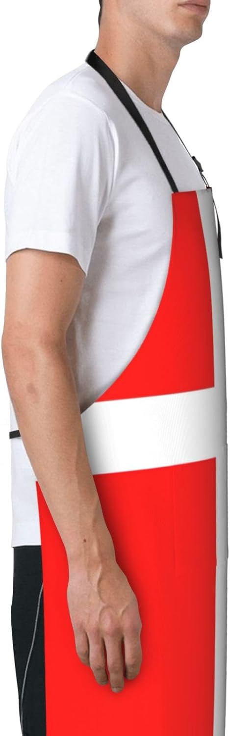 Denmark Danish Flag print Waterproof apron with pocket adjustable cooking apron for adult kitchen bibs to bake