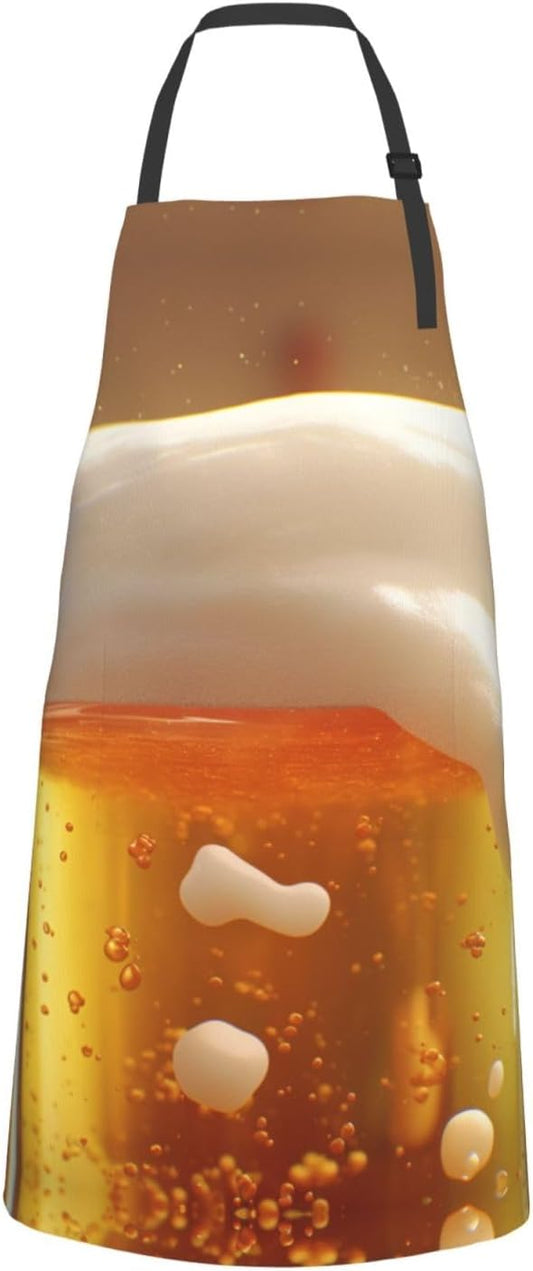 Beer Bubble print Waterproof apron with pocket adjustable cooking apron for adult kitchen bibs to bake