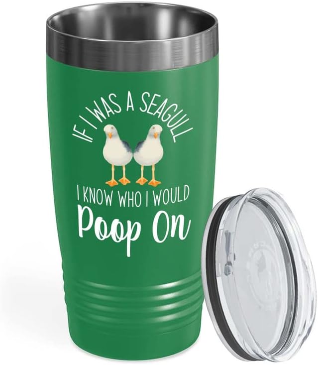 Bird Lover Green Edition Viking Tumbler 20oz - Seagull Poop on - Hummi
