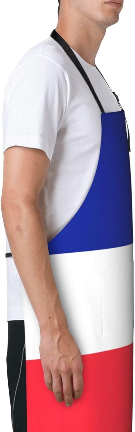 French flag print Waterproof apron with pocket adjustable cooking apro