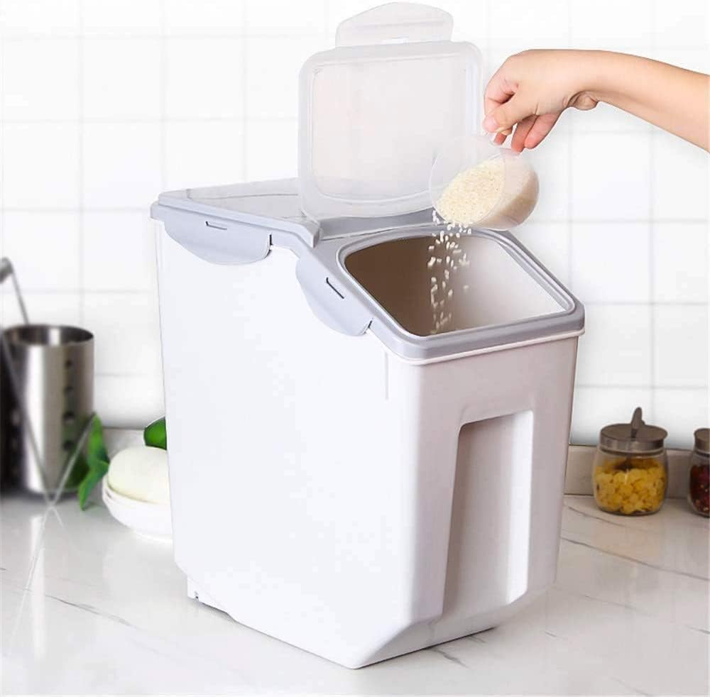 2-Pack 15 Liter Rice Storage Container Bins With PP Locking Lid Large 
