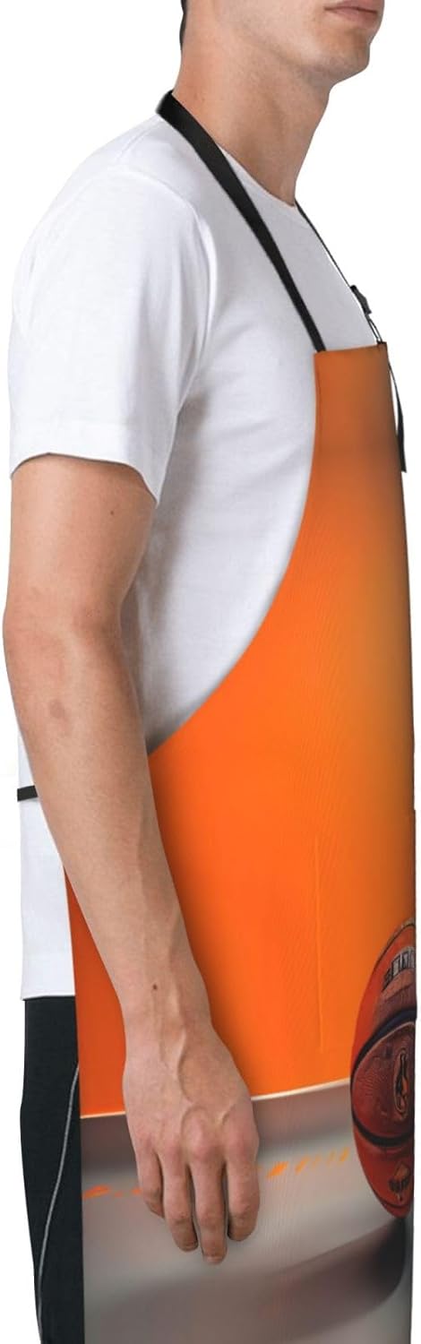 Basketball Orange Print Laundry apron 28x33 In Waterproof Kitchen Apro