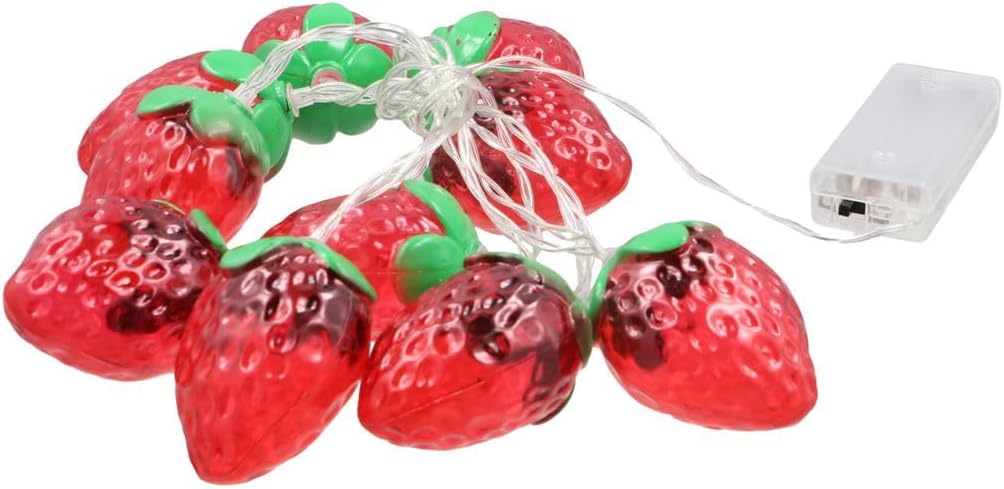 150cm 10LEDs Fruit Strawberry String Lights Battery Powered Indoor Outdoor Lighting Lamp Christmas Fairy String Lights Garden Wedding Home Decoration