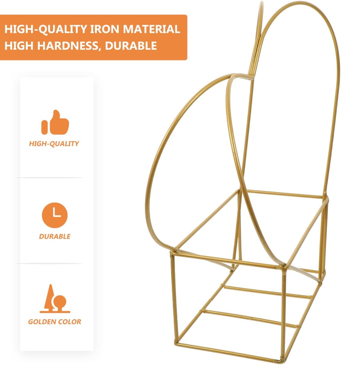 Heart Shaped Metal Basket - Valentine's Day Decor Iron Flower Pot for Romantic Wedding, Floral Arrangement Planter, Anniversary Basket & Home Wall Decor, Golden