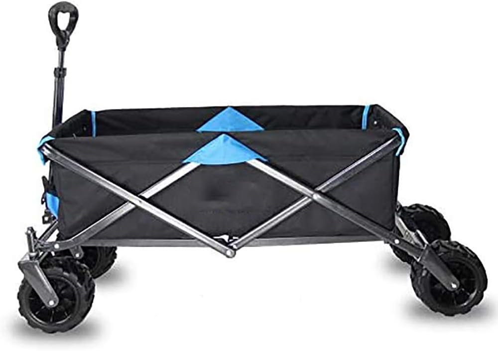 Foldable Wagon, All-Terrain Wheel Garden Cart Portable Dual-Brake Tele