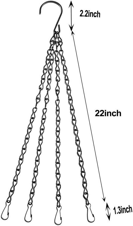 Heybe 4Pack - 24 Inch 4 Leads Hanging Chain with Hooks Flower Pot Chain Replacement Plant Hangers for Bird Feeders, Planters and Lanterns (Black)