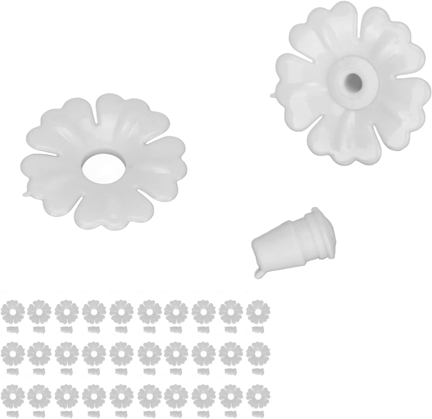 Pwshymi Hanging Bird Feeding Ports Replacement Parts, Feeding Port Replacement Parts, Compatible Hanging Hummingbird Feeder Flowers Plastic for Garden (White)