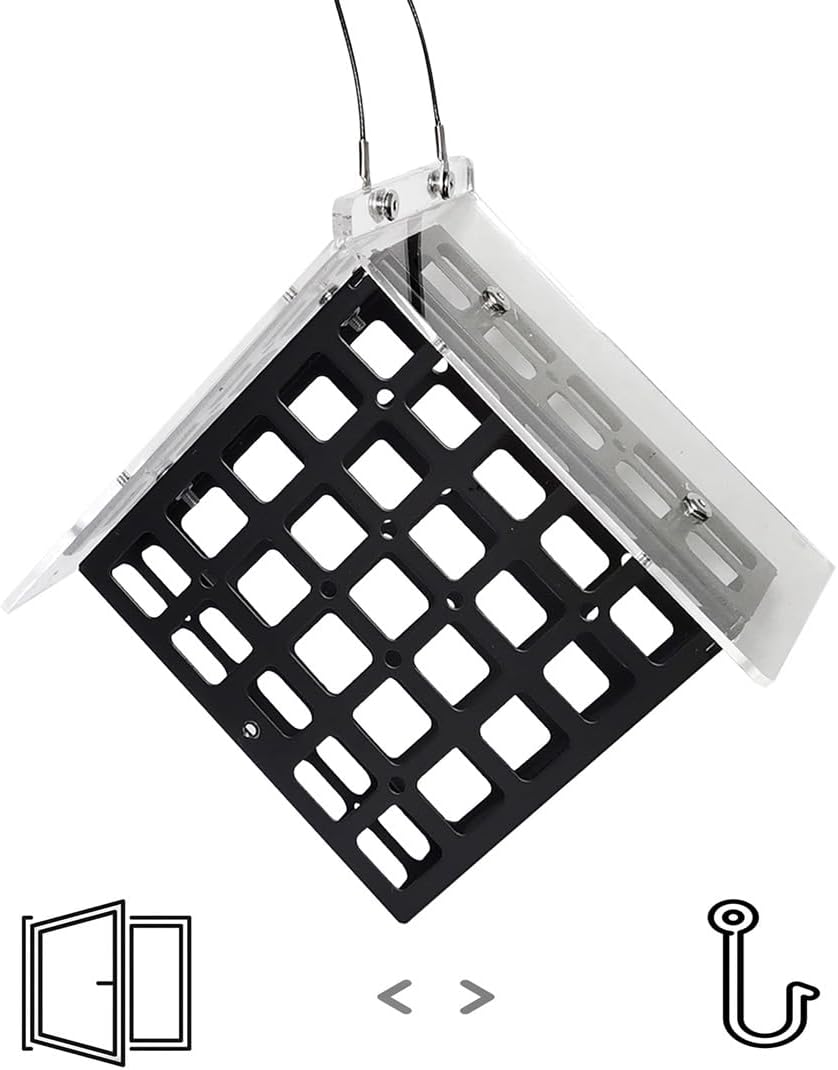 Suet Cage Bird Feeder for Outdoors - Hanging Outside or on Window - Easy DIY Assembly with Clear Roof Rain Proof - Basket for Woodpecker, Chickadee, Nuthatch