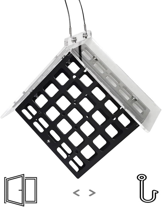 Suet Cage Bird Feeder for Outdoors - Hanging Outside or on Window - Easy DIY Assembly with Clear Roof Rain Proof - Basket for Woodpecker, Chickadee, Nuthatch