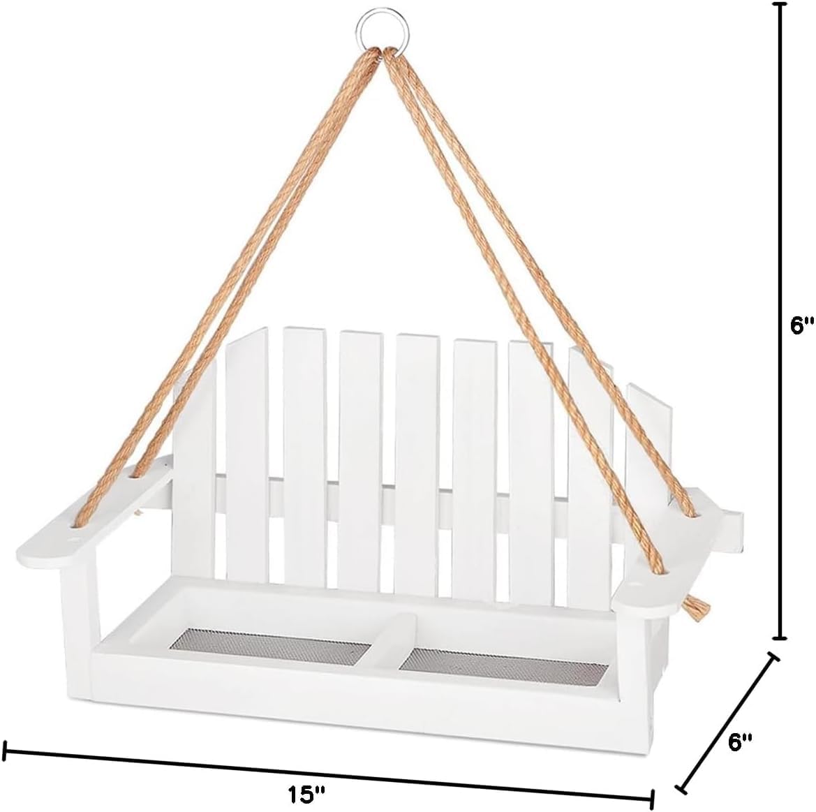 2pk Swing Bird Feeder, Squirrel-Proof Metal Mesh Tray with Bench Design, High-Capacity Rust-Resistant Hanging Bird Feeder for Porch & Yard Décor – Easy Fill & Clean (White & Red)
