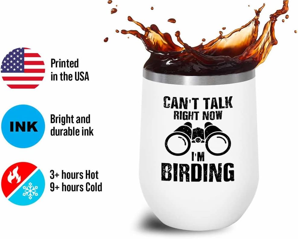Bird Lover White Edition Wine Tumbler 12oz - Can't Talk Right Now - Hu