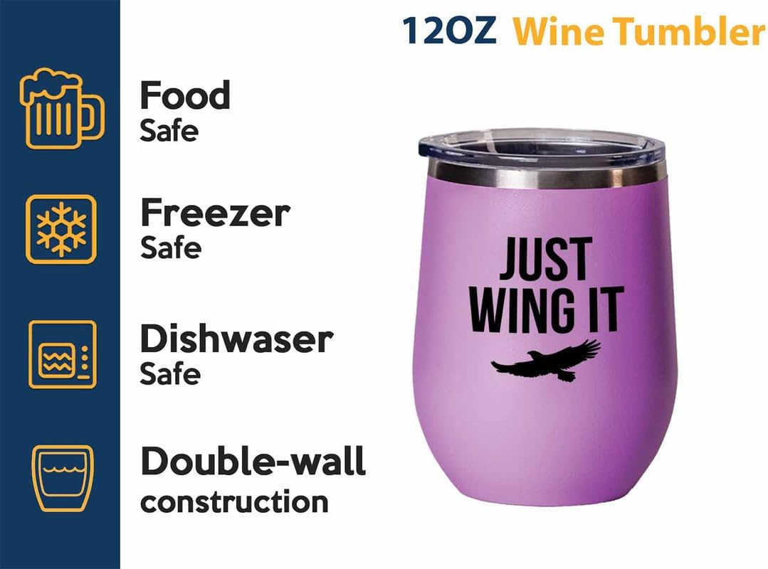 Birding Pink Edition Wine Tumbler 12oz - Just wing it - Bird Feeder Ba