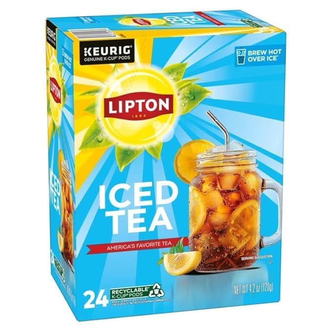 Lipton Unsweetened Black Iced Tea K-Cups 24-Pack for Keurig Coffee Mak