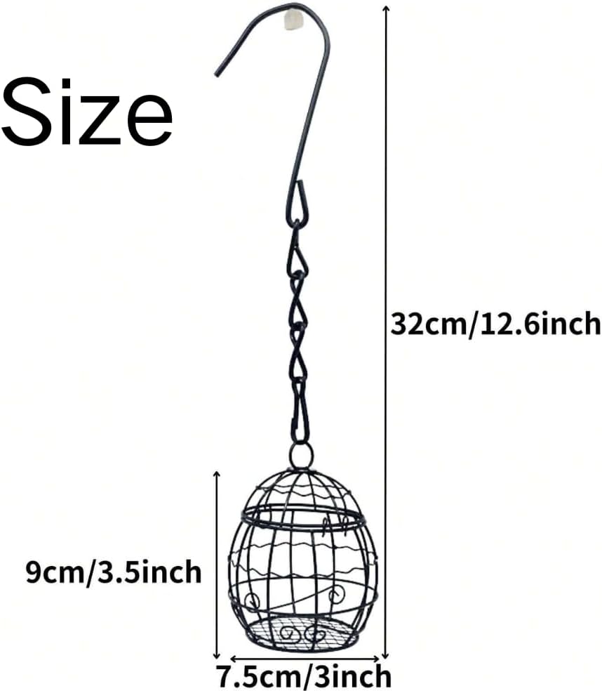 Bird Feeder, Suet Ball Feeders for Outside Hanging, Metal Hanging Bird Feeder with Hooks, Fat Ball Bird Feeder Suet Feeder for Wild Birds Outdoor Garden (Black,4 pcs)
