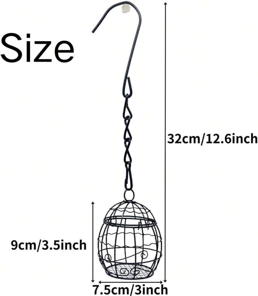 Bird Feeder, Suet Ball Feeders for Outside Hanging, Metal Hanging Bird Feeder with Hooks, Fat Ball Bird Feeder Suet Feeder for Wild Birds Outdoor Garden (Black,4 pcs)
