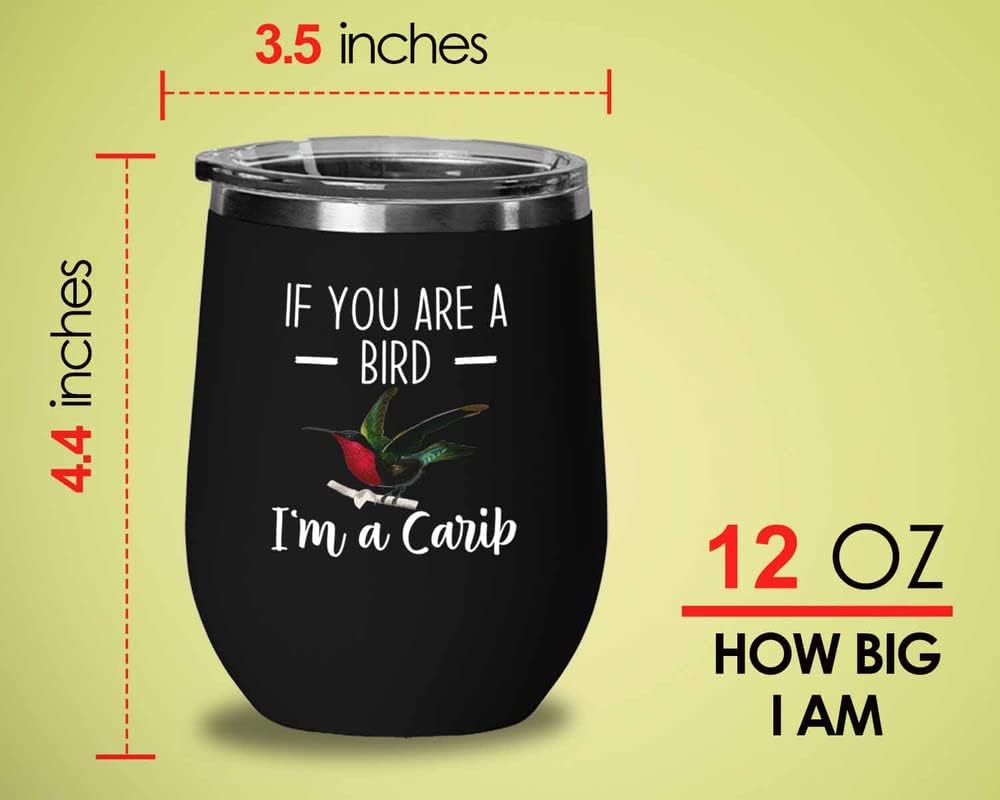 Bird Lover Black Edition Wine Tumbler 12oz - Bird and Carib - Hummingb
