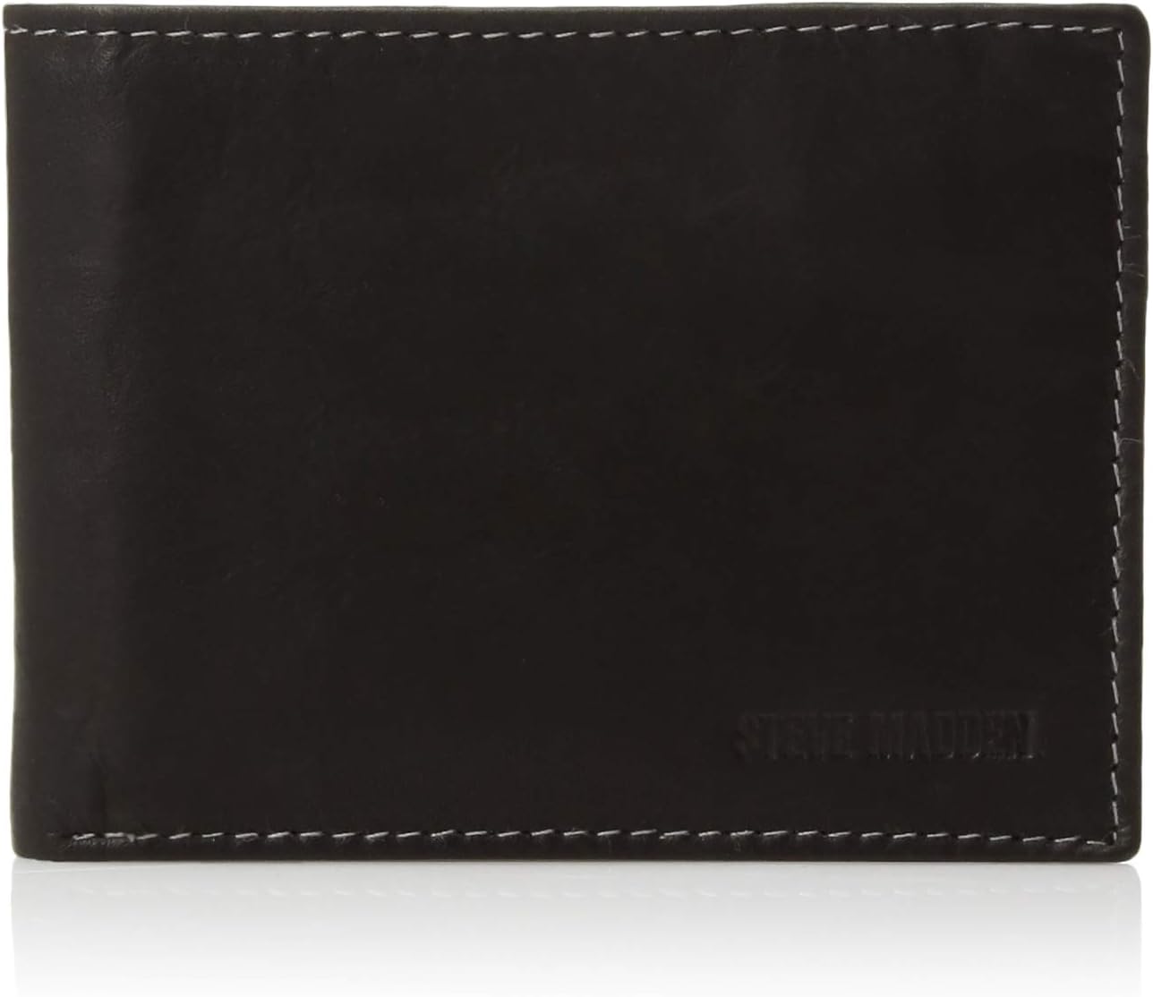 Steve Madden Men's Slim Leather Wallet with Extra Capacity Attached Fl