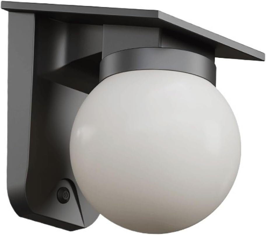 Outdoor Wall Sconce, Modern LED Globe Wall Lamp, Waterproof Solar Dusk to Dawn Exterior Mounted Lighting, Wireless PC Wall Light for Porch, Patio, Terrace, Garage, Villa, Garden, Storefront