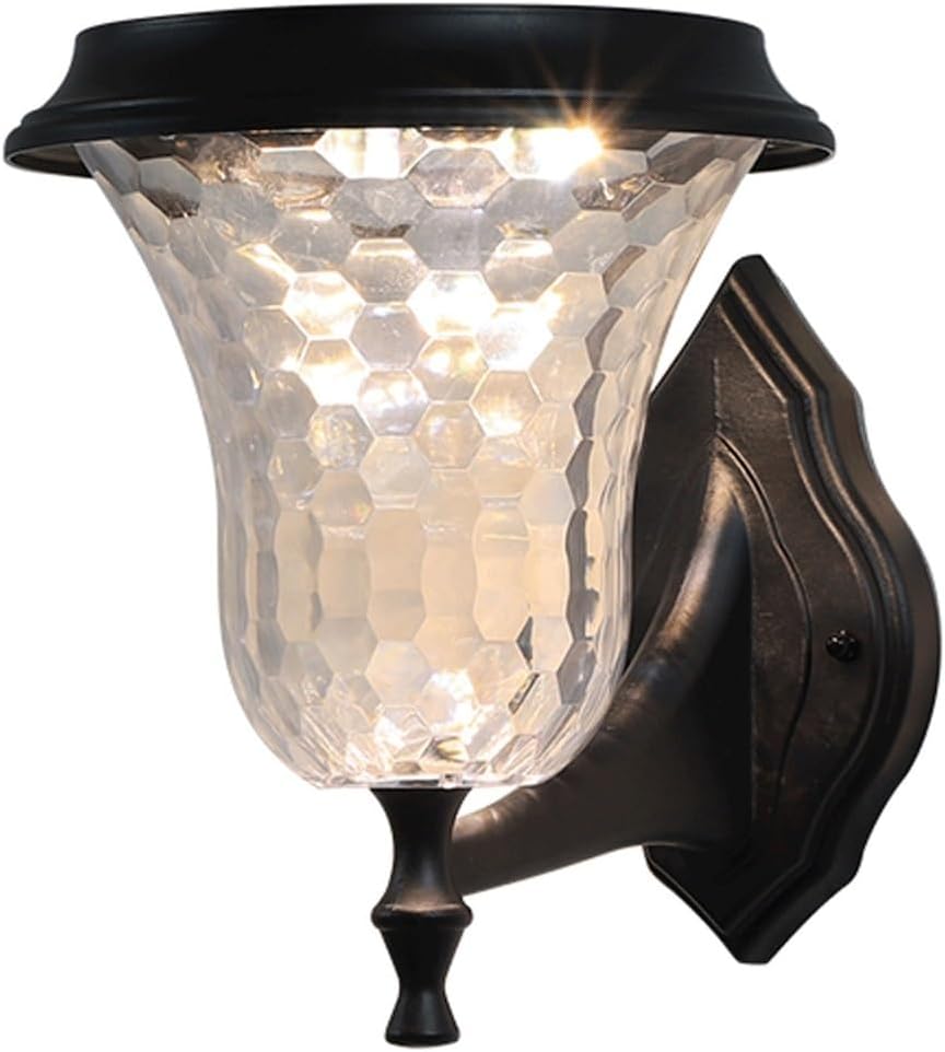 Solar Wall Sconce, Exterior Wall Light, Wall Lamp, LED Aluminum with PC Shade, Remote Dusk to Dawn Waterproof Lantern for Porch Patio Garden Entryway Villa Yard Facade Gate Cottage