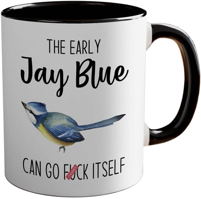 Bird Lover Two Tone Black Edition 11oz - Early Jay Blue go - Hummingbi