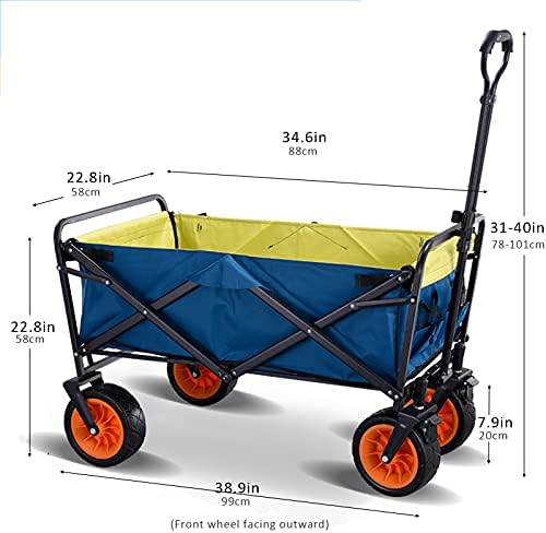 Portable Camping Cart,Folding Utility Beach Wagon, Garden Trolley Cart with Telescoping Handle, 220 Lbs Capacity Picnic Camping Cart for Shopping Camping Garden Beach
