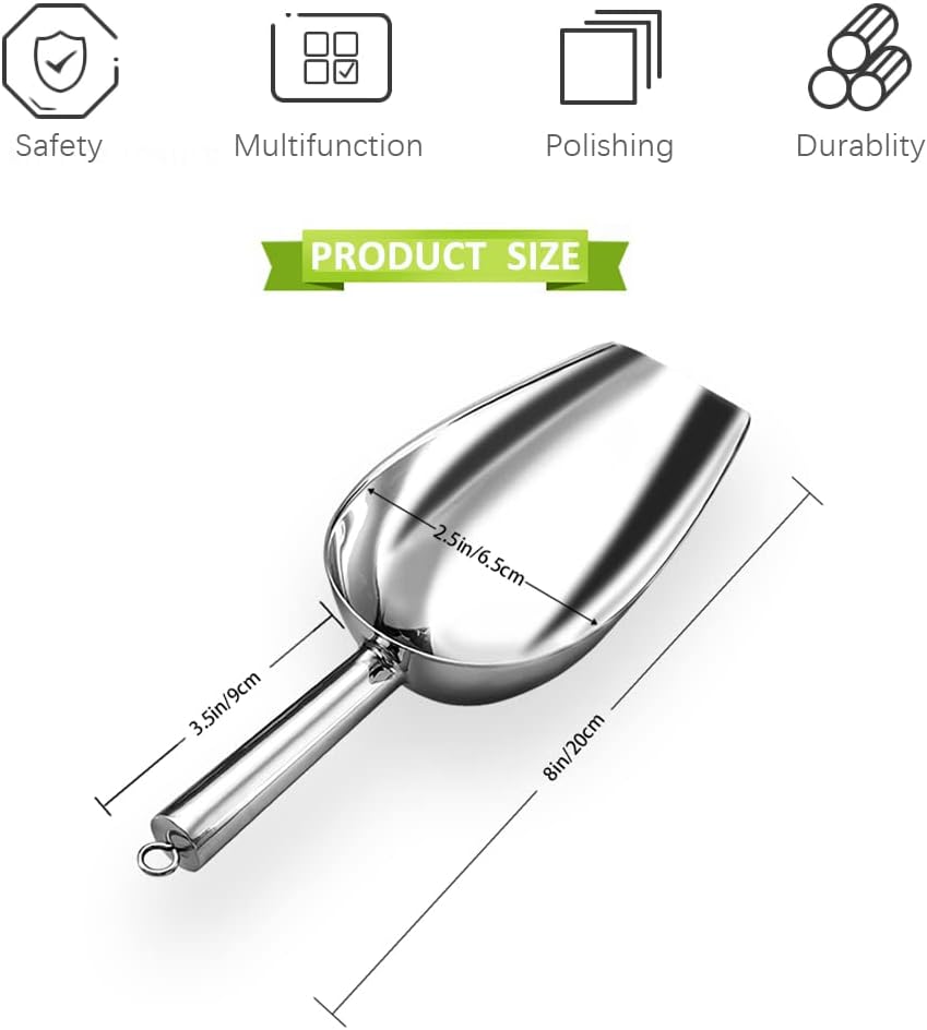 Metal Ice Scoop 6 Oz，Kitchen Ice Scooper for Ice Maker, Small Food Sco