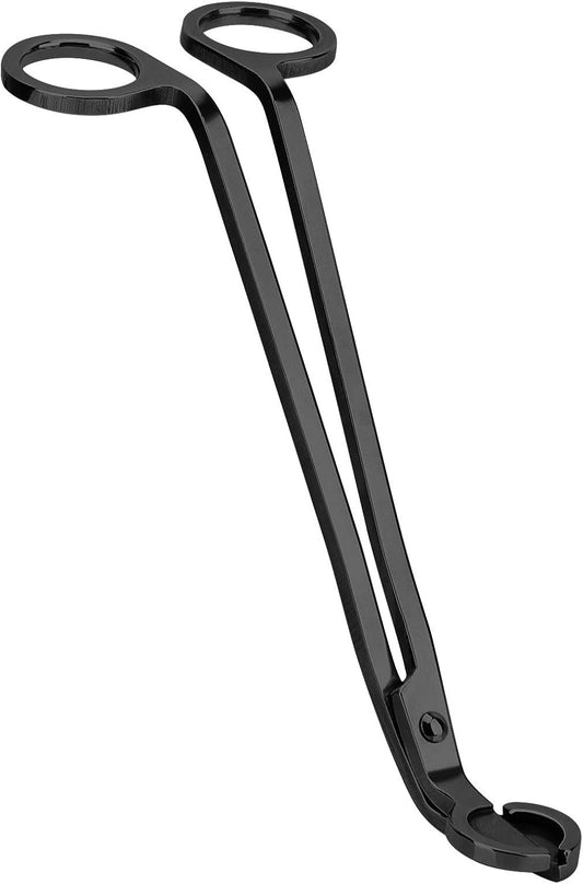 CHEFBEE Black Polished Stainless Steel Candle Wick Trimmer Wick Clipper Cutter, Scissors, Reaches Deep Into Candles to Cut Spent Cord, Allow Cleaner Burn and Prevent Soot Buildup