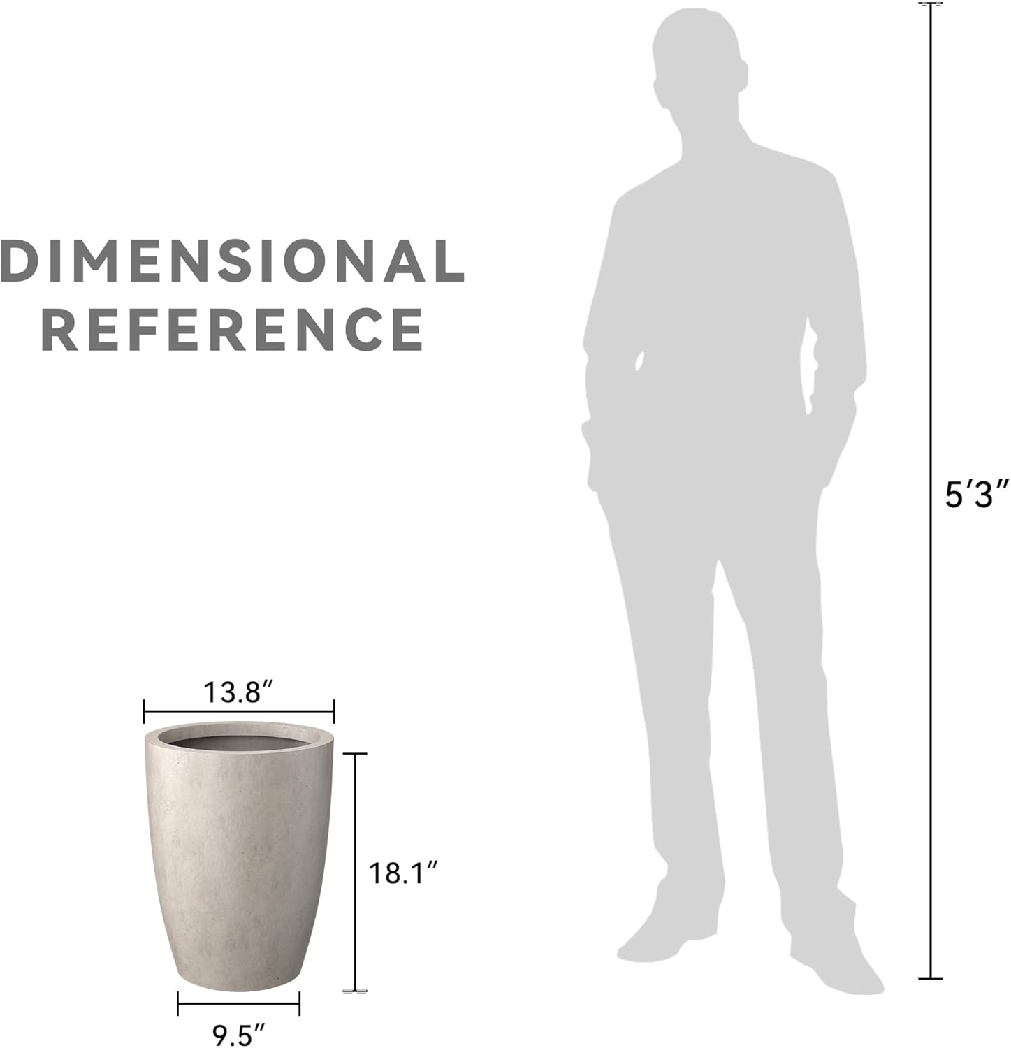 Kante 18.1" H Tall Round Concrete Planter for Outdoor Indoor, Modern D