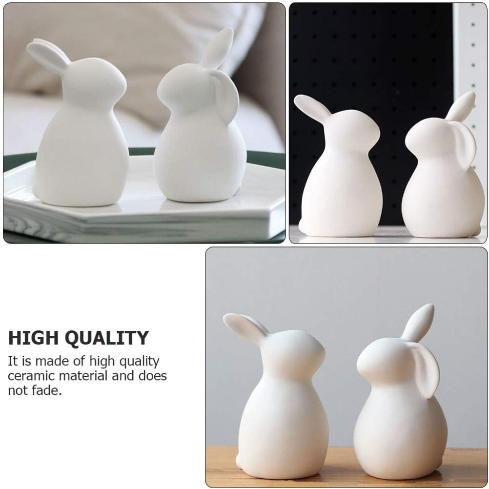 Homoyoyo Ceramic White Rabbit - Hand-Painted Ceramic Bunny Figurine El