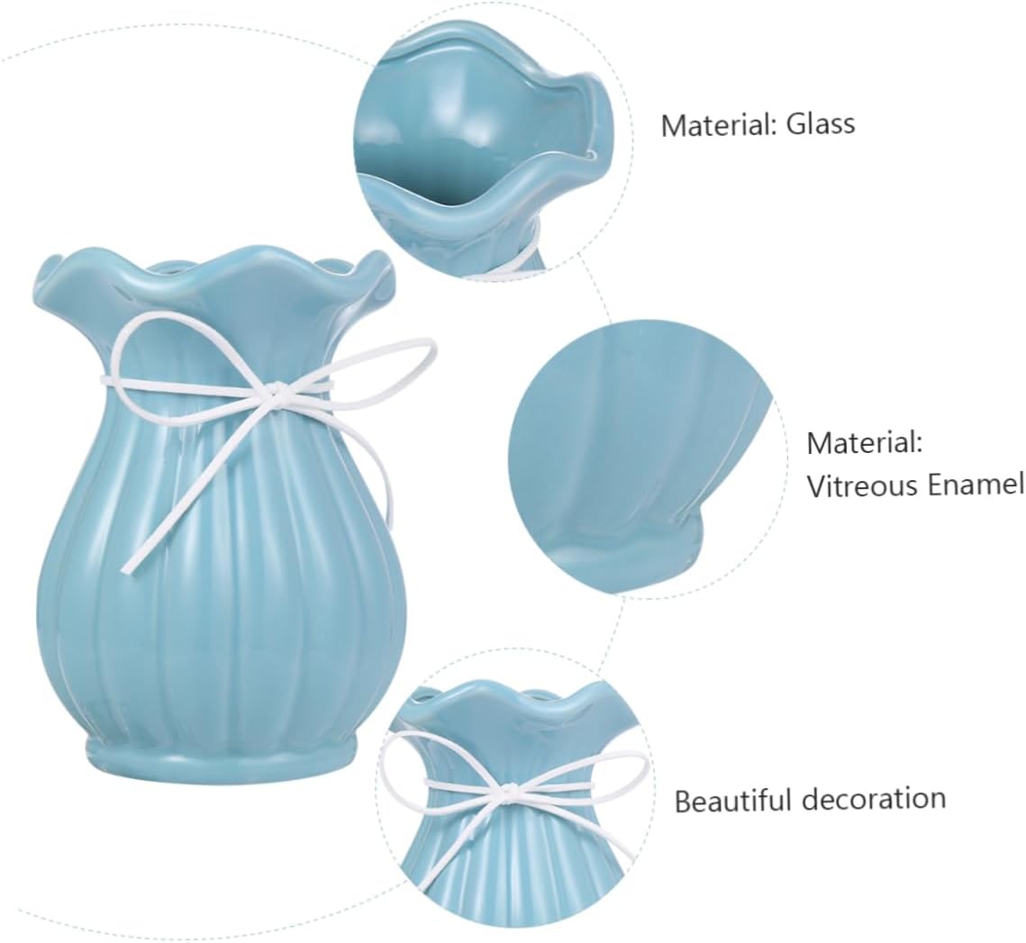 ERINGOGO Ceramic Flower Vase with Leaf Edge Design Nordic Style Floral