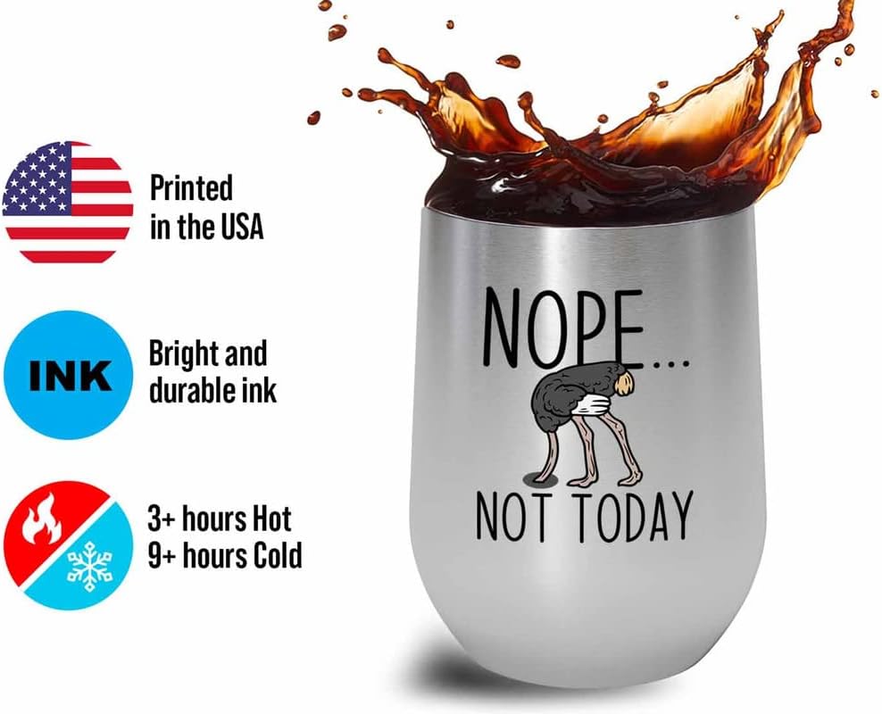 Bird Lover Silver Edition Wine Tumbler 12oz - Nope not Today - Humming