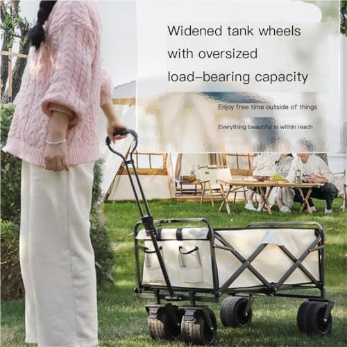 Portable Camping Cart,Fashionable Outdoor Beach Trolley Cart for Camping and Home Shopping Portable and Foldable Storage Cart for Outdoor Activities (Black)