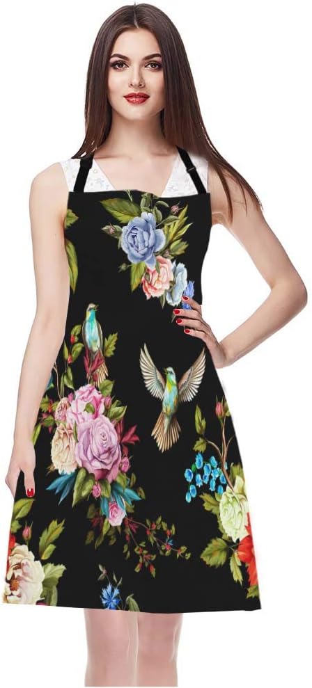 EKOBLA Flower Aprons Wild Flowers Peony Roses Lily Nightingale Cornflo