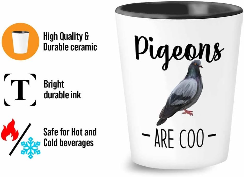 Bird Lover Shot Glass 1.5oz - Pgeons are coo - Hummingbird Nest Cage Parrot Dad Gardening Outdoor Birdwatcher Feeder