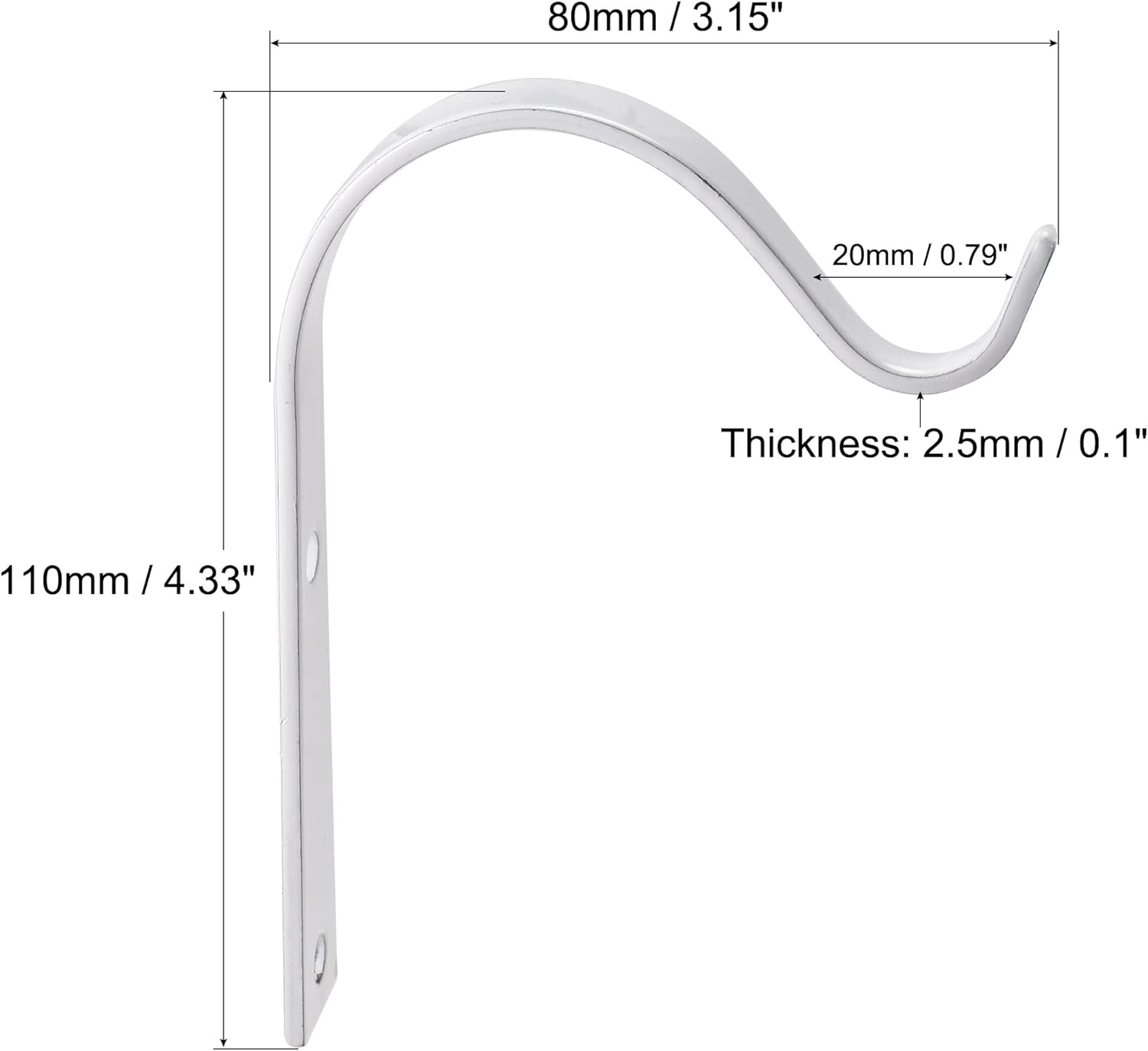 MECCANIXITY Iron Wall Hooks Hanging Bracket 4 Inch Indoor Outdoor for 