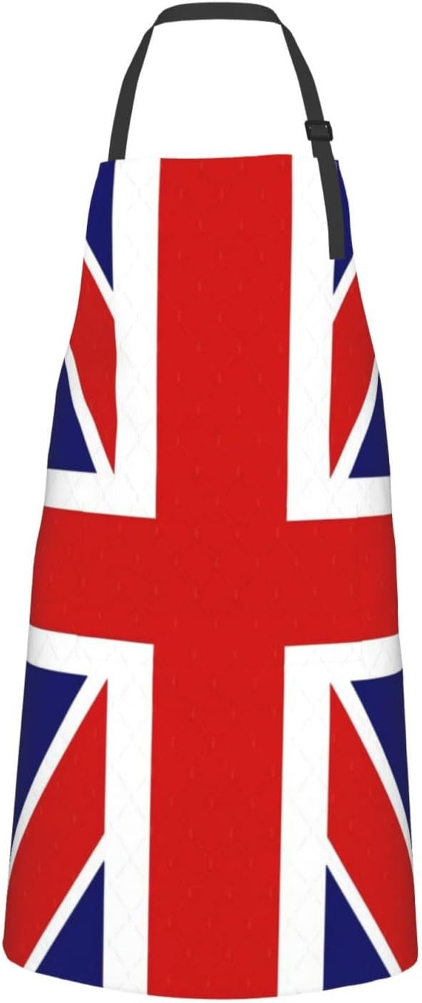 English flag print Waterproof chef's apron with pocket apron for kitchen cooking baking barbecue and gardening