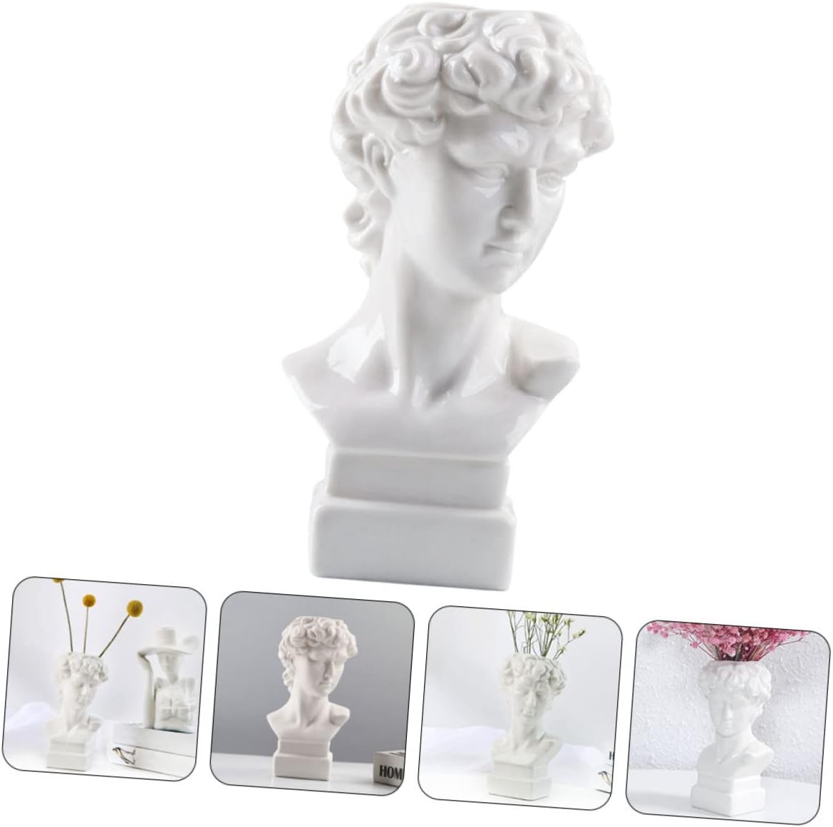 PRETYZOOM 1pc Ceramic David Head Vase Statue Planter Greek Style Flower Pot Home Decor