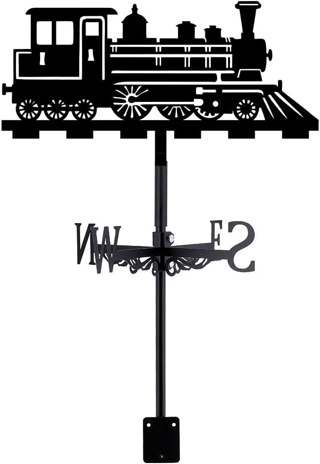 SUPERDANT Train Iron Weather Vane Train Metal Weathervane Black Wind Direction Garden Art Decor for Roof Indicators Wind Vanes for Yard Outdoor Farm Barn Sheds Garden Patio Decoration