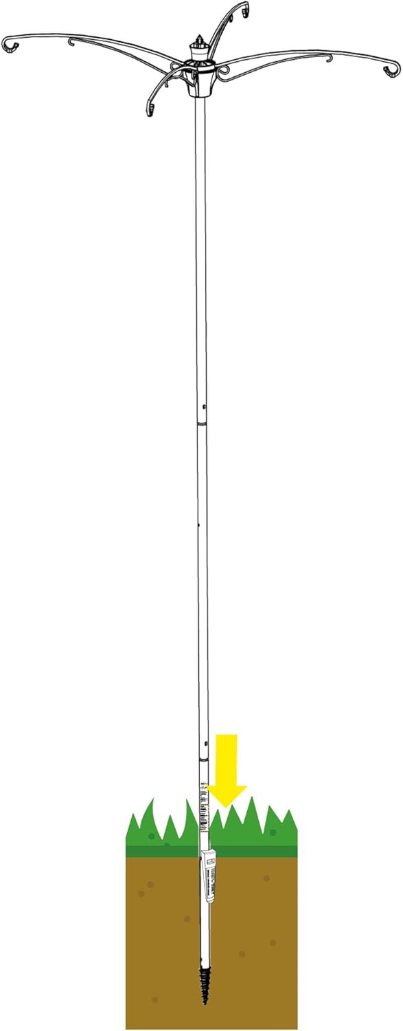 BirdsUP Versa Pole for 4 Bird Feeders, w/Bullseye Level and Torque Bar, 1-inch Diameter, 7.7ft Installed
