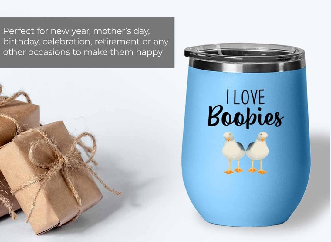 Bird Lover Blue Edition Wine Tumbler 12oz - Love Boobies - Hummingbird