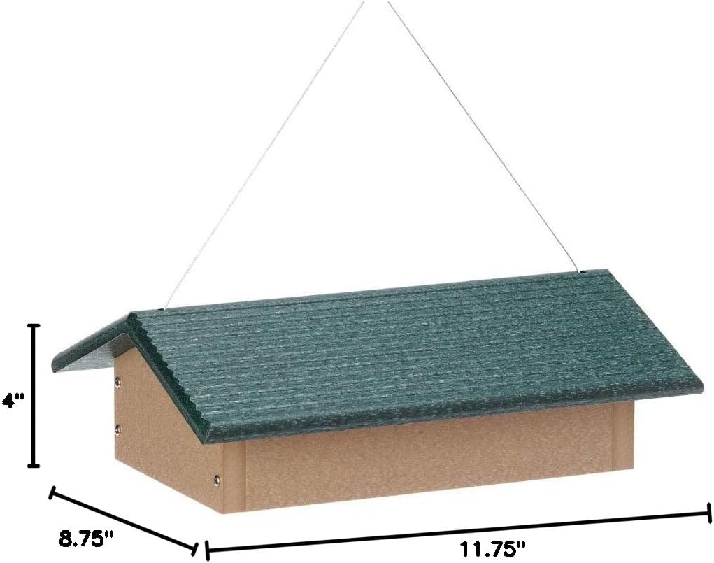 Birds Choice Upside Down Suet Feeder, Holds 4 Suet Cakes | Hanging Suet Bird Feeder with Roof, Woodpeckers, Jays, Nuthatches | Sturdy for Garden & Backyard | Taupe & Green, 11.75"L x 8.75"W x 4"H