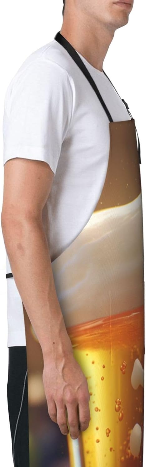 Beer Bubble print Waterproof apron with pocket adjustable cooking apron for adult kitchen bibs to bake